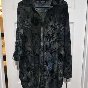 Orage Women's Black and Gray Button-Down Shirt